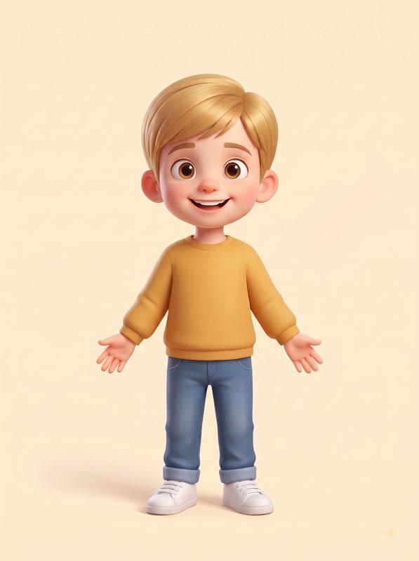 Personaje de niño rubio