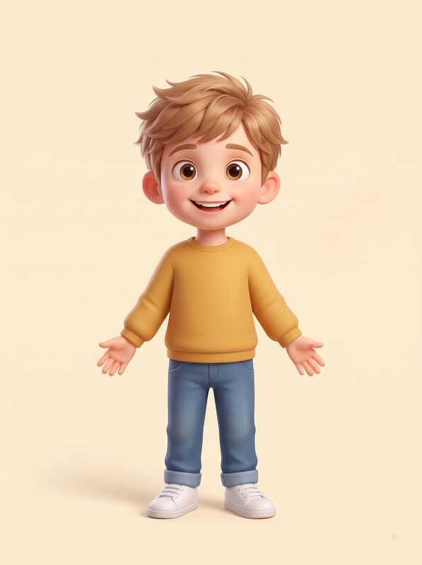 Personaje de niño castaño